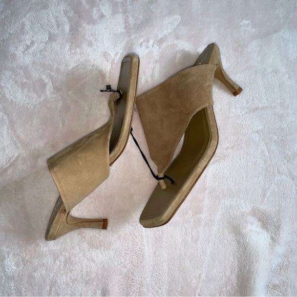 Zara leather suede thong heel sandals size 11 new 3 inch heel - Picture 5 of 10
